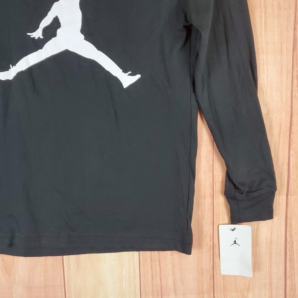 Jordan Dri-FIT Boys Shirt Medium Black Cotton Crew Neck Long Sleeve Pullover - Picture 3 of 10